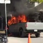 Se incendia camioneta de la Secretaría de Marina en Yucatán oficial resulta ileso